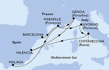MSC Sinfonia - Španělsko, Francie, Itálie (z Barcelony)