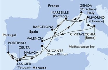 MSC Sinfonia - Španělsko, Francie, Itálie, Maroko, Portugalsko (z Barcelony)