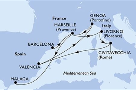 MSC SINFONIA - Spanyolország, Franciaország, Olaszország (a Barcelona-ből)