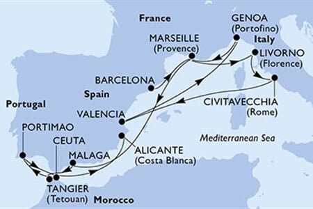 MSC SINFONIA - Spanyolország, Franciaország, Olaszország, Marokkó, Portúgalia (a Barcelona-ből)