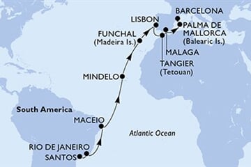 MSC SEAVIEW - Brazílie, Kapverdy, Portugalsko, Maroko, Španělsko (Santos)