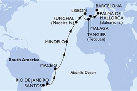 MSC SEAVIEW - Brazílie, Kapverdy, Portugalsko, Maroko, Španělsko (Santos)
