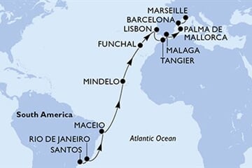 MSC SEAVIEW - Brazílie, Kapverdy, Portugalsko, Maroko, Španělsko, ... (Santos)