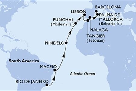 MSC SEAVIEW - Brazílie, Kapverdy, Portugalsko, Maroko, Španělsko (z Rio de Janeira)