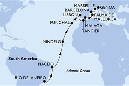 MSC SEAVIEW - Brazílie, Kapverdy, Portugalsko, Maroko, Španělsko, ... (z Rio de Janeira)