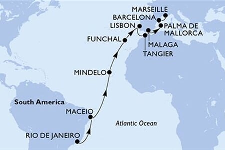 MSC SEAVIEW - Brazílie, Kapverdy, Portugalsko, Maroko, Španělsko, ... (z Rio de Janeira)