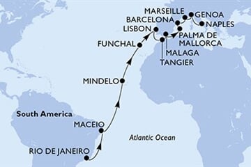 MSC SEAVIEW - Brazílie, Kapverdy, Portugalsko, Maroko, Španělsko, ... (z Rio de Janeira)