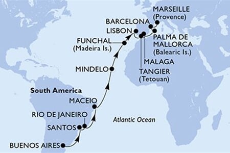 MSC SEAVIEW - Argentína, Brazília, Zöld-Fok, Portúgalia, Marokkó, ... (a Buenos Aires-ből)