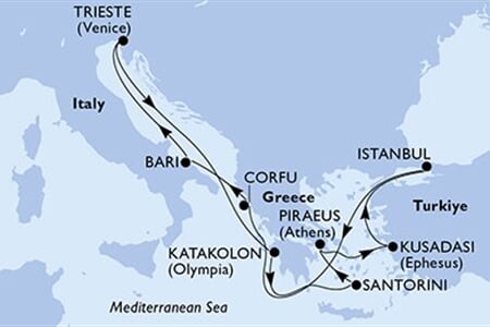 MSC FANTASIA - Görögország, Törökország, Olaszország (a Pireusz-ből)