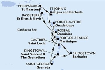 MSC WORLD EUROPA - Barbados, Saint Vincentés és Grenadine, Grenada, Martinique, Guadeloupe, ... (a Bridgetown-ből)