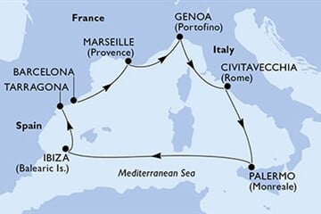 MSC SEAVIEW - Spanyolország, Franciaország, Olaszország (a Barcelona-ből)