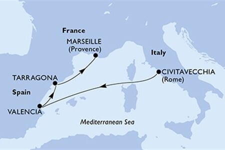 MSC SINFONIA - Itálie, Španělsko, Francie (z Civitavecchie)