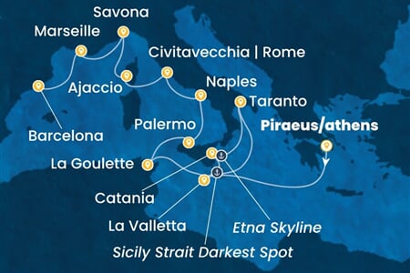 Costa Fascinosa - Řecko, Malta, Itálie, Tunisko, Francie, ... (z Pirea)