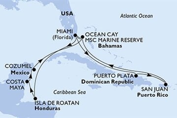 MSC WORLD AMERICA - Amerikai Egyesült Államok, Honduras, Mexikó, Bahamaszigetek, Dominikai Köztársaság, ... (a Miami-ből)