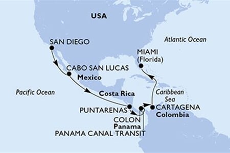 MSC Poesia - USA, Mexiko, Kostarika, Panama, Kolumbie (ze San Diega)
