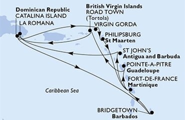 MSC Opera - Dominikán.rep., Barbados, Martinik, Guadeloupe, Panenské o. (britské), ... (z La Romana)