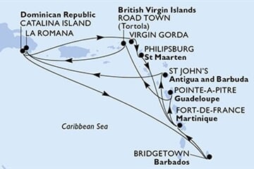 MSC OPERA - Dominikai Köztársaság, Barbados, Martinique, Guadeloupe, Brit Virgin-szigetek, ... (a La Romana-ból)