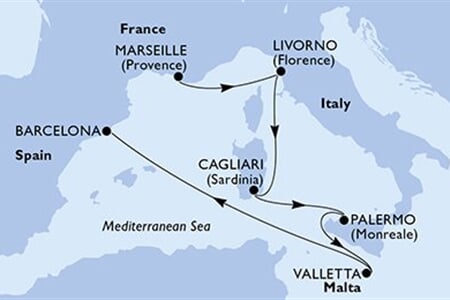 MSC SPLENDIDA - Francie, Itálie, Malta, Španělsko (z Marseille)
