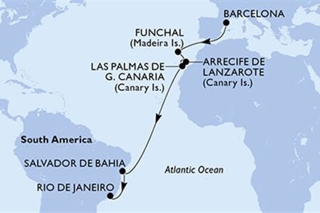 MSC VIRTUOSA - Španělsko, Portugalsko, Brazílie (z Barcelony)