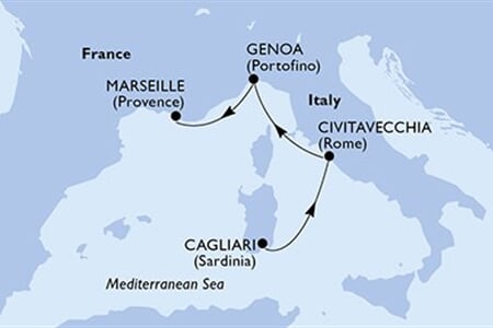 MSC MUSICA - Olaszország, Franciaország (a Cagliari-ből)