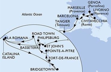 MSC Opera - Itálie, Francie, Španělsko, Maroko, Antigua a Barbuda, ... (z Civitavecchie)