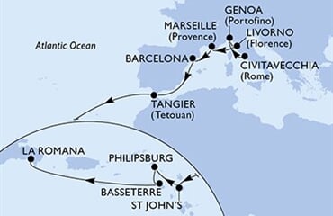 MSC Opera - Itálie, Francie, Španělsko, Maroko, Antigua a Barbuda, ... (z Civitavecchie)