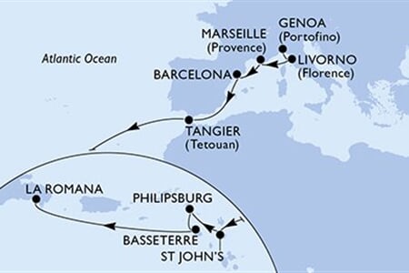 MSC OPERA - Olaszország, Franciaország, Spanyolország, Marokkó, Antigua és Barbuda, ... (a Genova-ből)