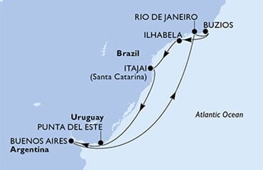 MSC Splendida - Brazílie, Uruguay, Argentina (z Rio de Janeira)