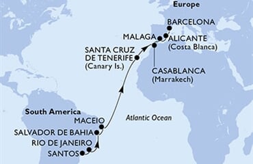 MSC Divina - Brazílie, Španělsko, Maroko (Santos)