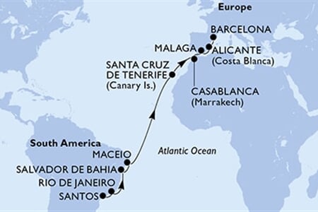 MSC DIVINA - Brazílie, Španělsko, Maroko (Santos)