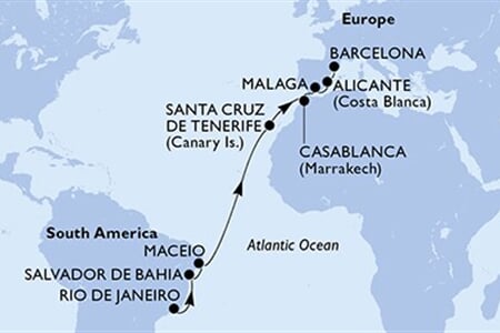 MSC DIVINA - Brazílie, Španělsko, Maroko (z Rio de Janeira)