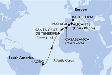 MSC Divina - Brazílie, Španělsko, Maroko (Maceio)