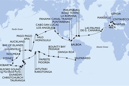 MSC Magnifica - Chile, Pitcairn, Franc. Polynésie, Cookovy o., Nový Zéland, ... (Valparaíso)