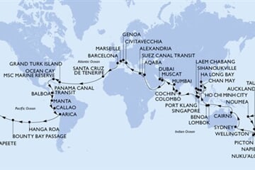 MSC MAGNIFICA - Spanyolország, Turks- és Caicos-szigetek, Bahamaszigetek, Panama, Ecuador, ... (a Barcelona-ből)