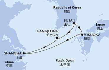 MSC Bellissima - Čína, Jižní Korea, Japonsko (ze Šanghaje)
