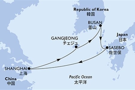 MSC Bellissima - Čína, Jižní Korea, Japonsko (ze Šanghaje)
