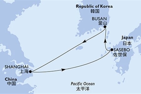 MSC Bellissima - Čína, Japonsko, Jižní Korea (ze Šanghaje)