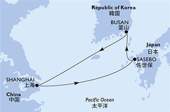 MSC Bellissima - Čína, Japonsko, Jižní Korea (ze Šanghaje)