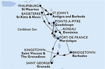 MSC World Europa - Barbados, Sv.Vincenc a Grenadiny, Grenada, Martinik, Guadeloupe, ... (Bridgetown)
