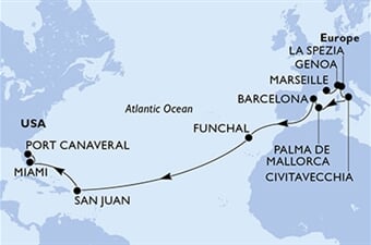 MSC Grandiosa - Francie, Itálie, Španělsko, Portugalsko, Portoriko, ... (z Marseille)