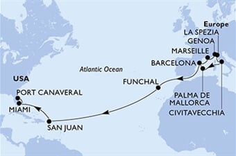 MSC Grandiosa - Španělsko, Francie, Itálie, Portugalsko, Portoriko, ... (z Barcelony)