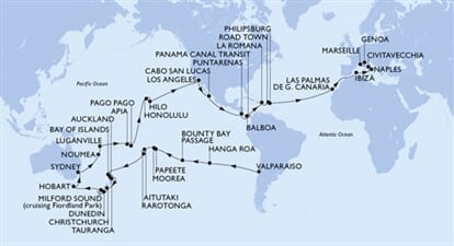 MSC Magnifica - Chile, Pitcairn, Franc. Polynésie, Cookovy o., Nový Zéland, ... (Valparaíso)