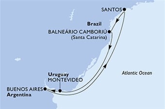 MSC Seaview - Brazílie, Uruguay, Argentina (Santos)