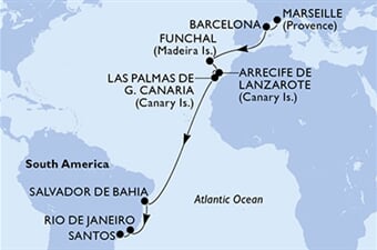 MSC Virtuosa - Francie, Španělsko, Portugalsko, Brazílie (z Marseille)