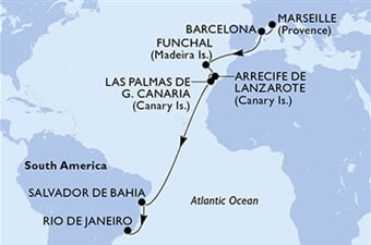 MSC Virtuosa - Francie, Španělsko, Portugalsko, Brazílie (z Marseille)