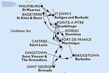 MSC WORLD EUROPA - Martinique, Guadeloupe, Holland Antillák, Antigua és Barbuda, Saint Kitts és Nevis, ... (a Fort-de-France-ből)