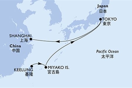 MSC Bellissima - Tchajwan, Japonsko, Čína (Keelung)