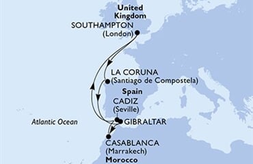 MSC Meraviglia - Velká Británie, Španělsko, Gibraltar, Maroko (ze Southamptonu)