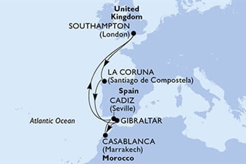 MSC MERAVIGLIA - Nagy-Britannia, Spanyolország, Gibraltár, Marokkó (a Southampton-ból)