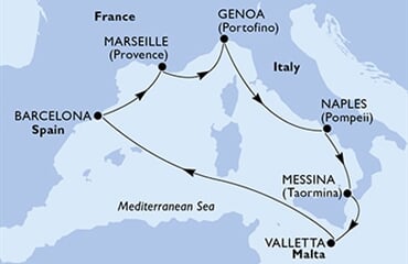 MSC World Asia - Itálie, Malta, Španělsko, Francie (z Janova)